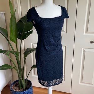 NWT Marina navy lace open-back cocktail dress, 4